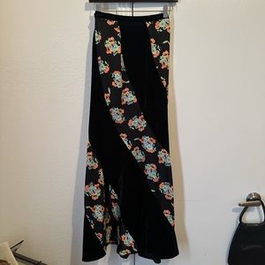 Free People twisted velvet floral maxi skirt floral